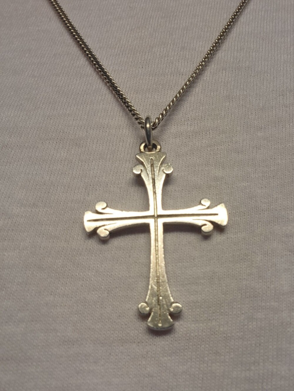 Vintage Solid 925 Sterling Silver Fleuree Budded Cross Pendant 38mm 4.3g